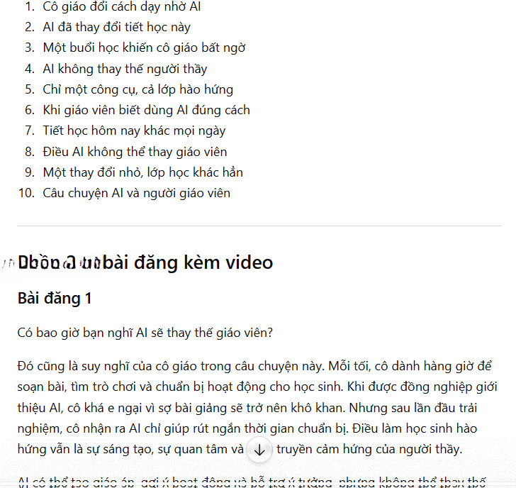 Tạo tiêu đề và nội dung đăng Facebook