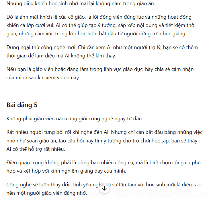 Prompt tiêu đề và nội dung đăng Facebook