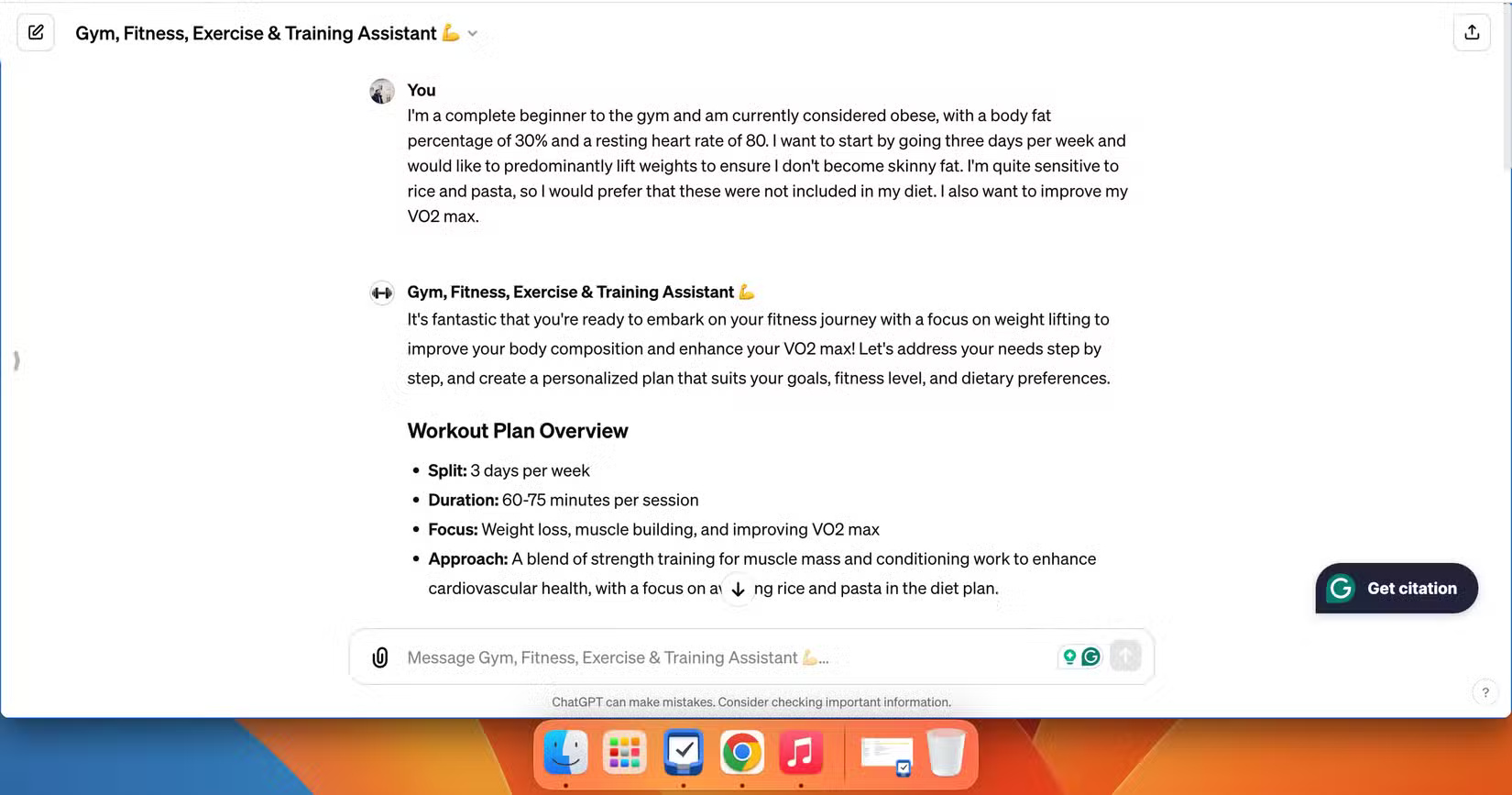 Tổng quan do GPT tùy chỉnh của Gym, Fitness, & Training Planner cung cấp