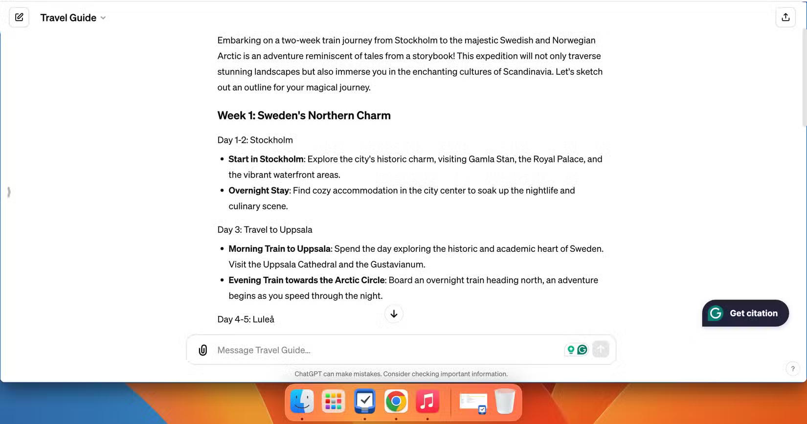Hành trình do GPT tùy chỉnh Travel Guide thiết kế