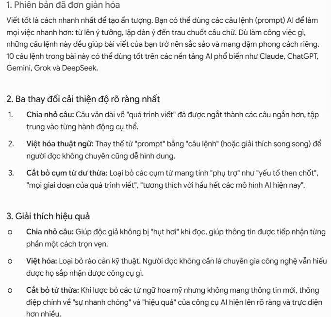Đơn giản hóa nội dung như vẫn giữ ý chính