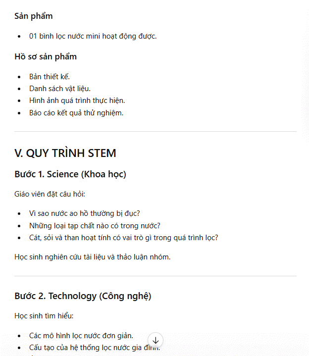 Nội dung hoạt động STEM