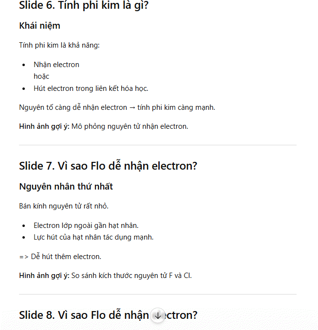 ChatGPT tạo slide môn Hóa 