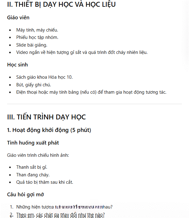 Tạo kế hoạch bài giảng môn Hóa 10