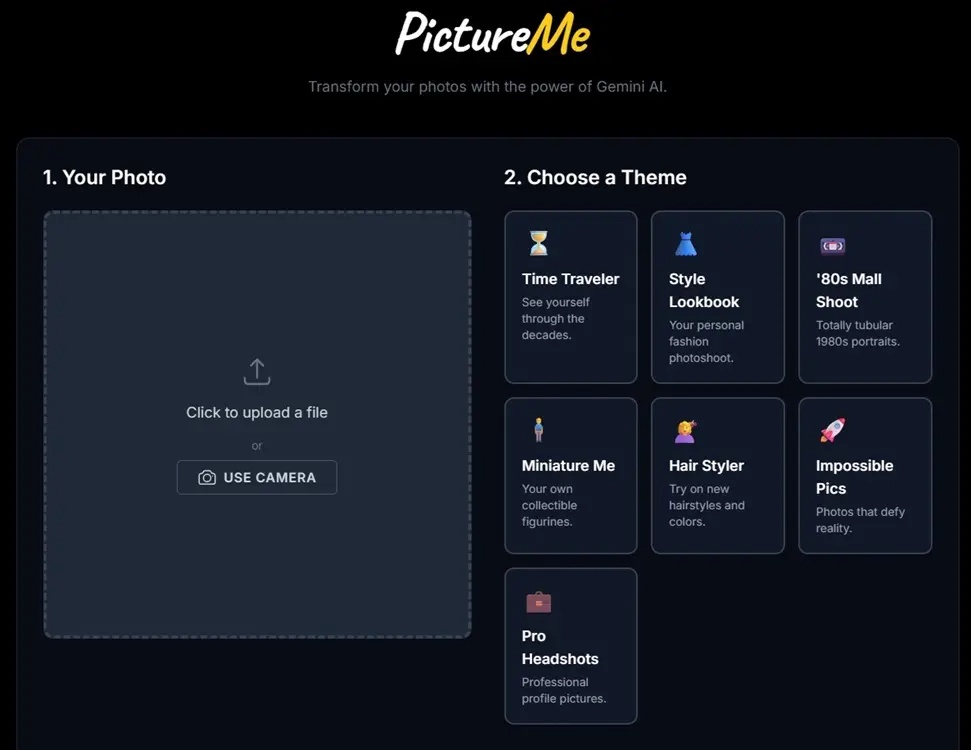 Gemini PictureMe với nhiều phong cách khác nhau