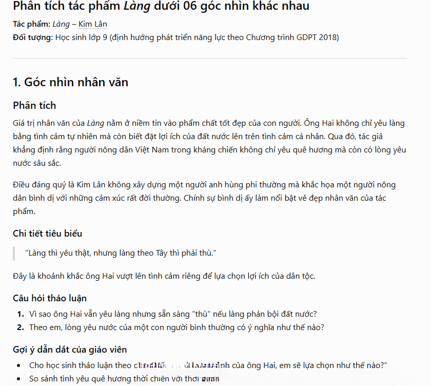 Phân tích tác phẩm dưới nhiều góc nhìn