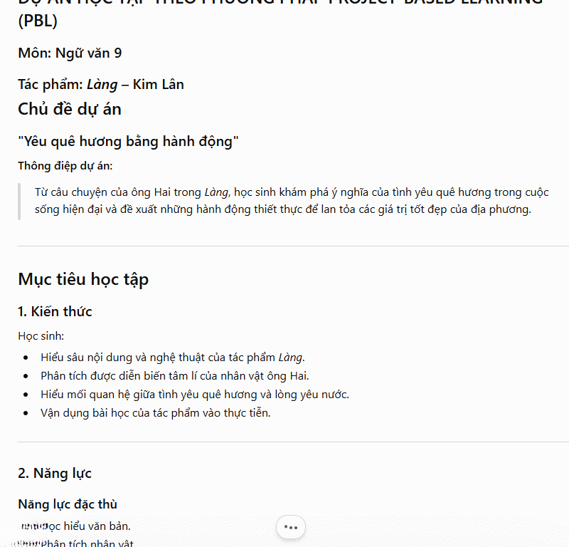 Xây dựng dự án học tập theo Project-Based Learning