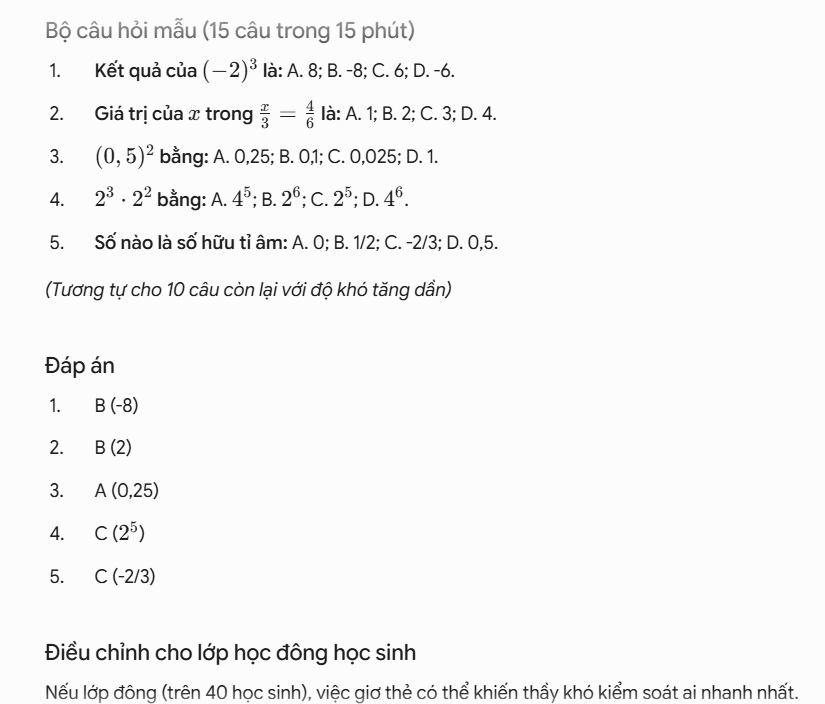 Câu lệnh tạo trò chơi ôn tập Toán học