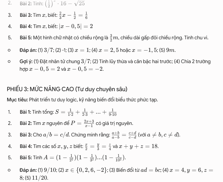 Prompt tạo phiếu học tập phân hóa theo năng lực