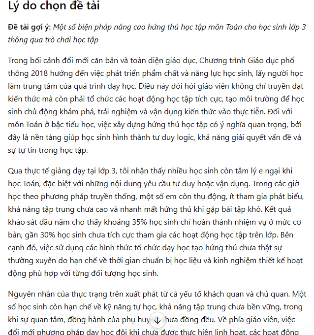 Lý do chọn đề tài SKKN