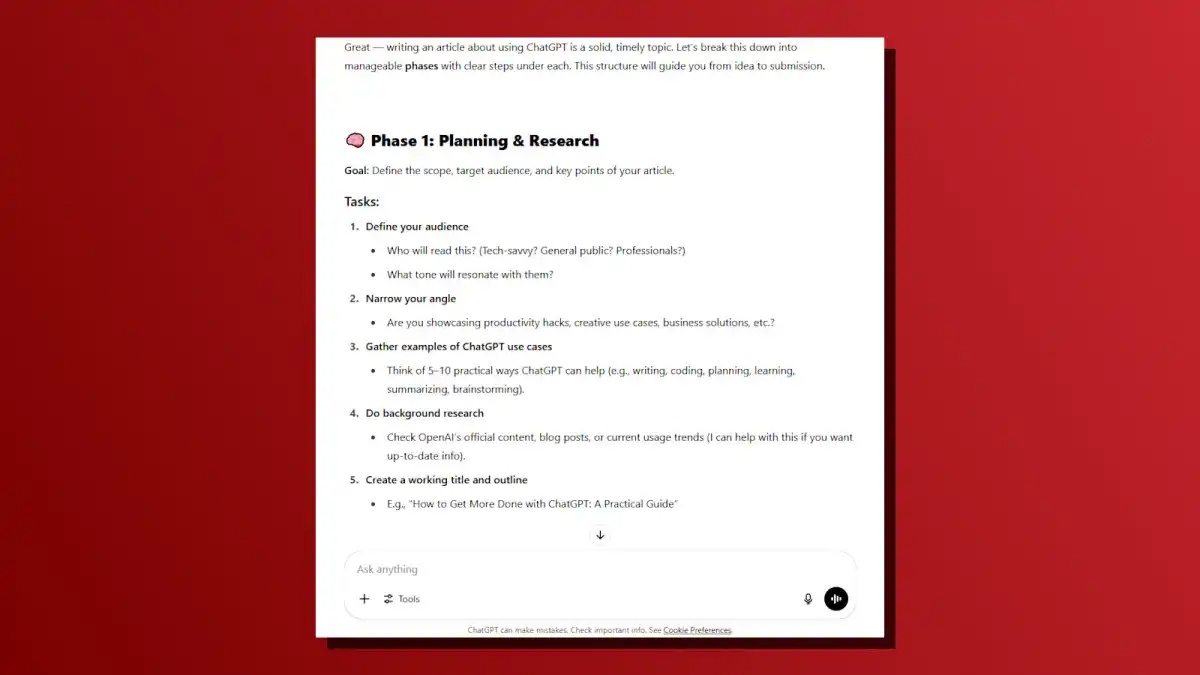 Lập kế hoạch dự án bằng ChatGPT