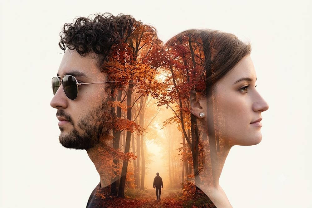 Chân dung đôi Double Exposure phong cách điện ảnh