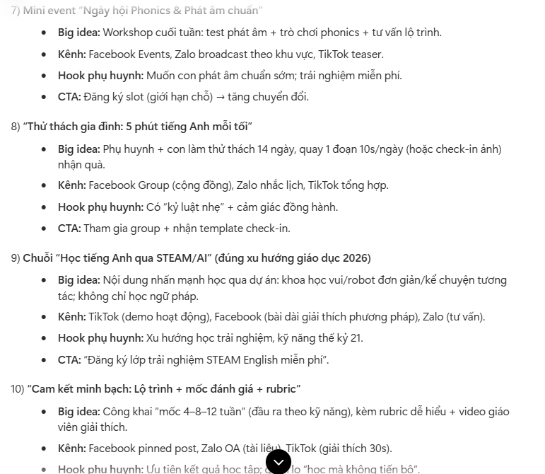 Câu lệnh Notion AI lên ý tưởng