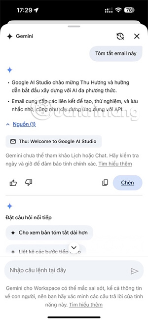 Tóm tắt nội dung email 