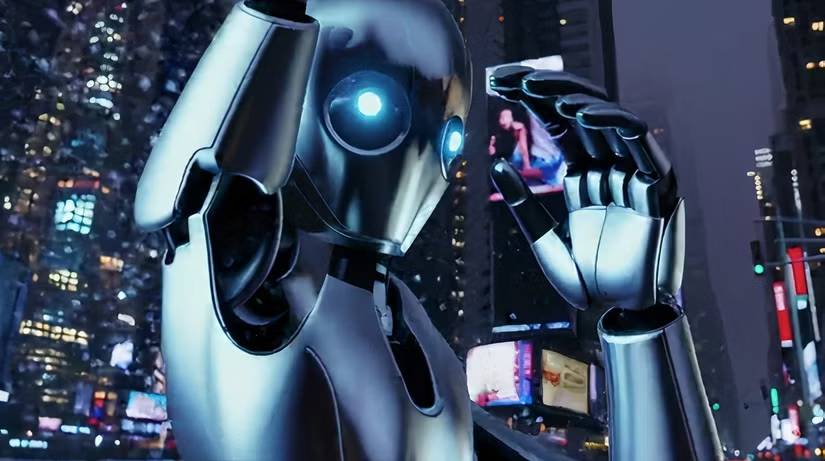 Hình ảnh robot trong bão tuyết ở thành phố New York do Sora tạo ra