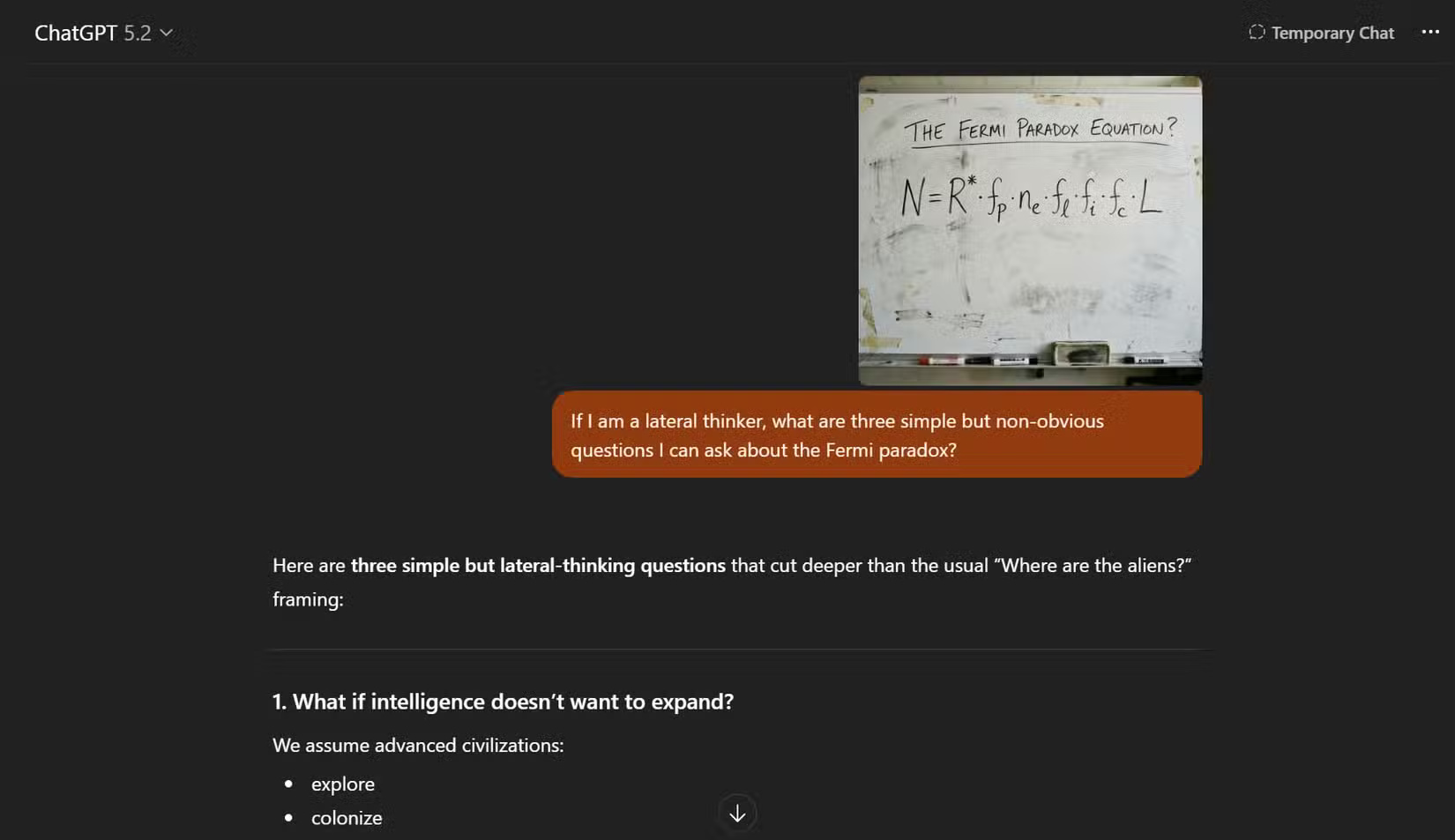 Chụp ảnh bảng trắng để tạo thêm câu hỏi trong ChatGPT