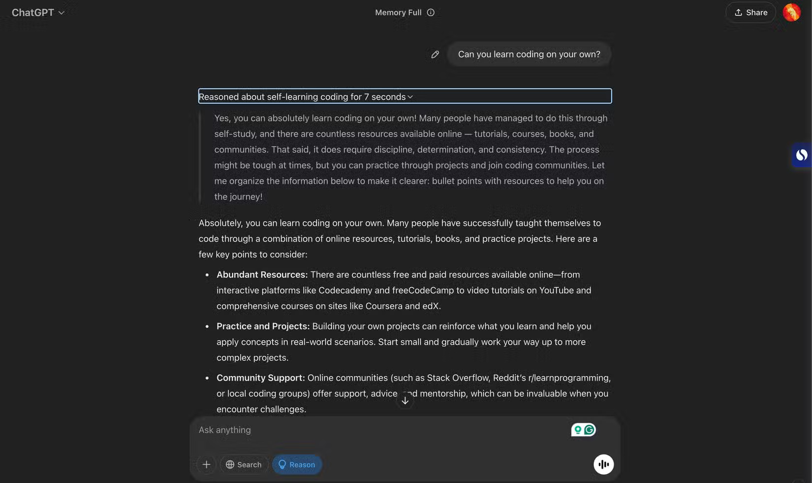 Kiểm tra lý do đằng sau phản hồi của ChatGPT.
