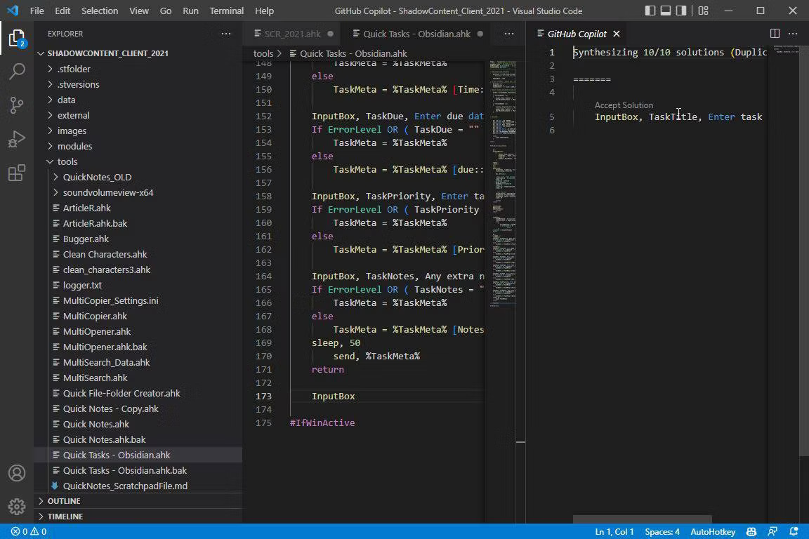 Github Copilot hoạt động trong VSCode