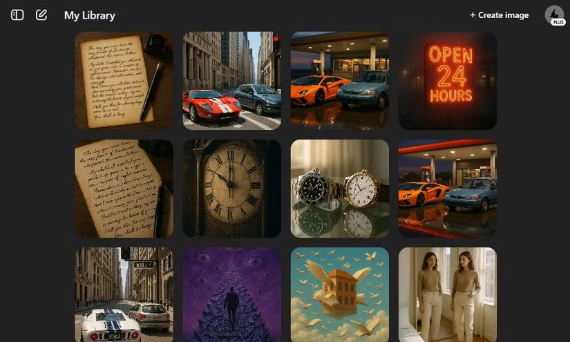 Thư viện hình ảnh ChatGPT hiển thị nhiều hình ảnh do AI tạo ra