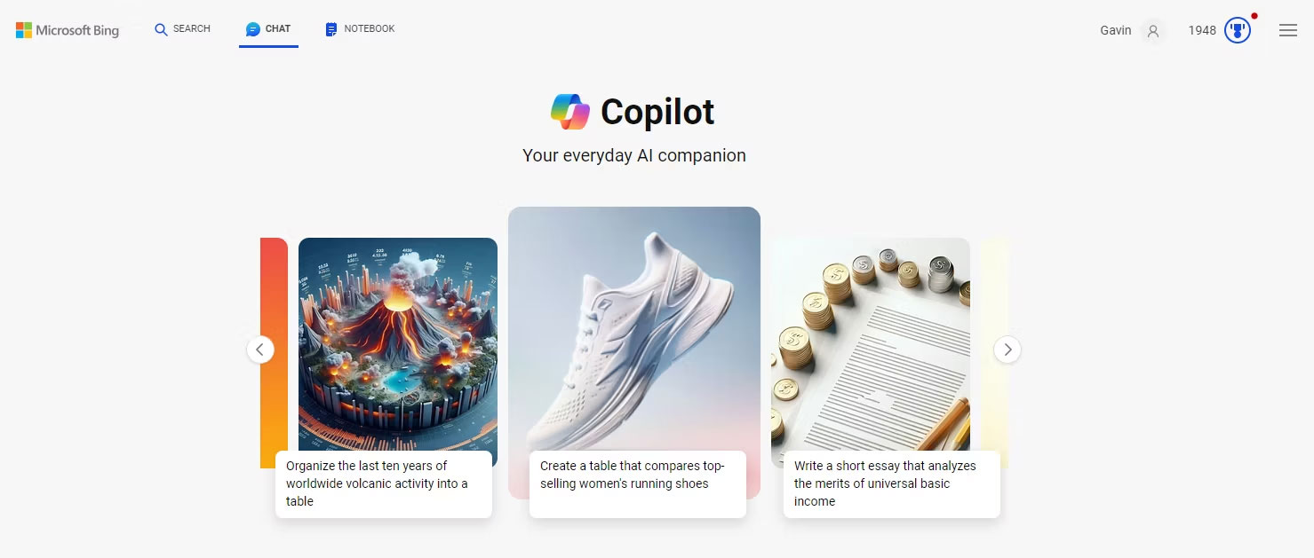 Copilot của Microsoft trong trình duyệt Edge vào tháng 2 năm 2024