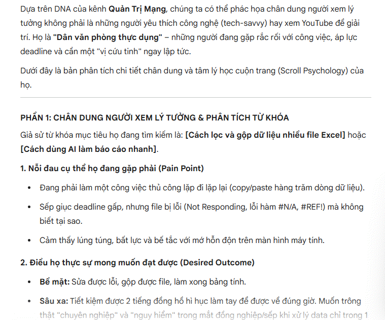 Prompt số 2: Phân tích tâm lý người xem và hành vi click