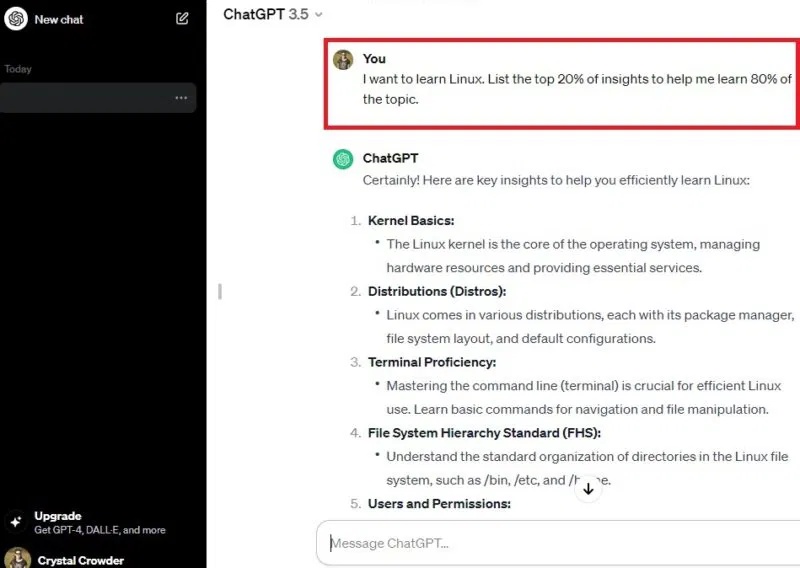 Tìm hiểu thêm về Linux với các prompt ChatGPT