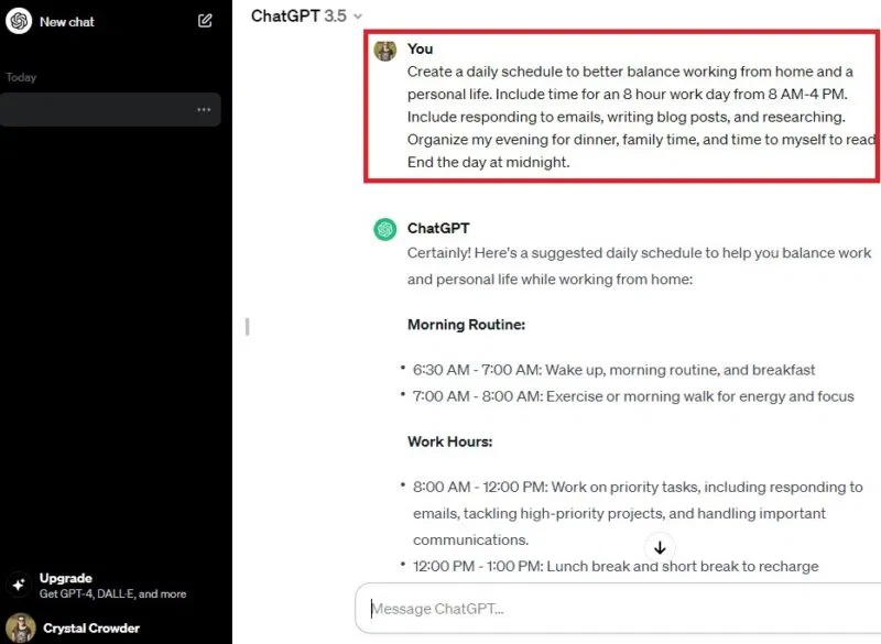 Lập lịch trình với ChatGPT