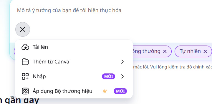Tải dữ liệu tạo slide bằng Canva AI