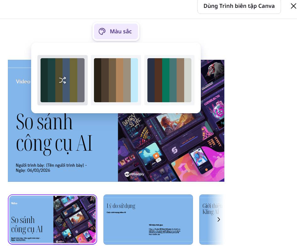Chỉnh sửa slide tạo bằng Canva AI