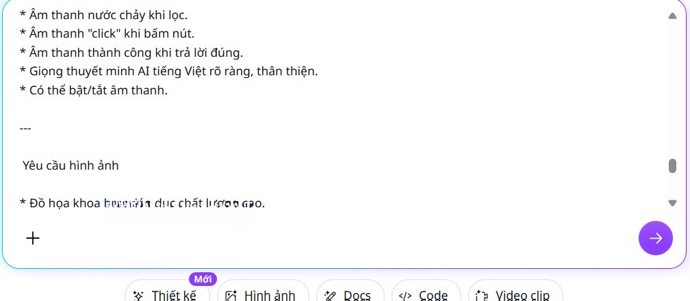Sử dụng prompt tạo thí nghiệm trên Canva