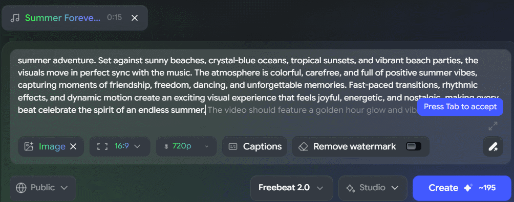 Ý tưởng video trên FreeBeat AI