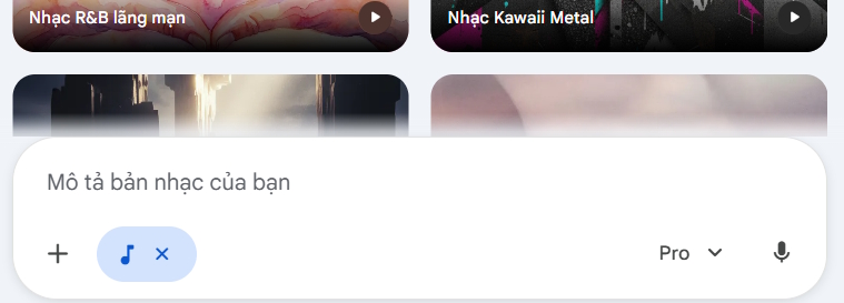 Chế độ tạo nhạc trên Gemini
