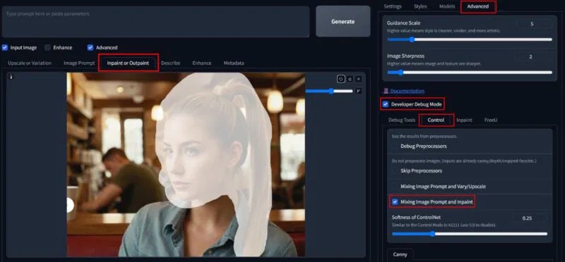 Khuôn mặt và tóc của người mẫu do AI tạo ra được đánh dấu để thay thế