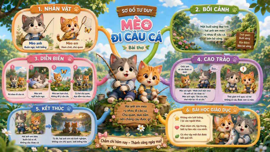 Mèo đi câu cá