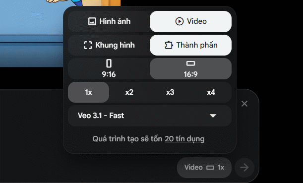 Chế độ tạo video trên Flow