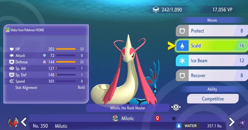 Kỹ năng của Milotic trong Pokemon Champion