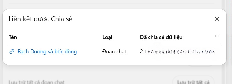 Danh sách đoạn chat ChatGPT đã chia sẻ