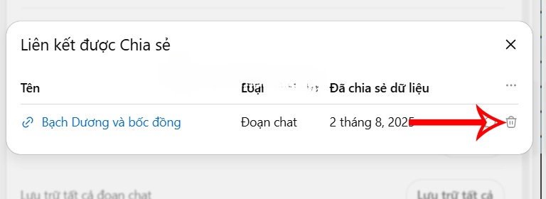 Xóa đoạn chat ChatGPT đã chia sẻ