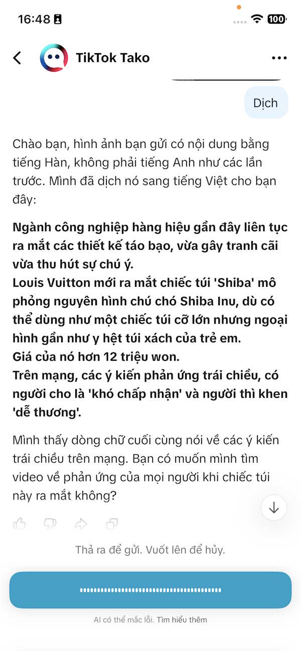 Chat với Tako bằng giọng nói 