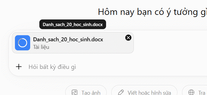 Tải file danh sách lên ChatGPT