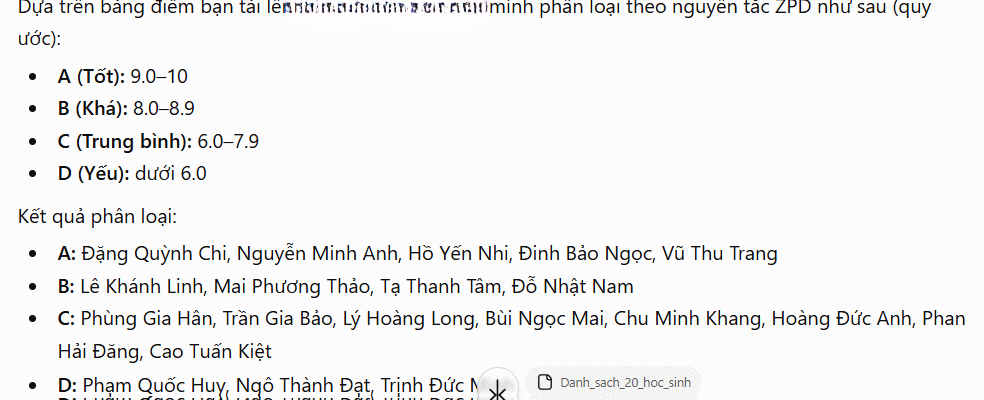 Phân loại học sinh theo ZPD trên ChatGPT