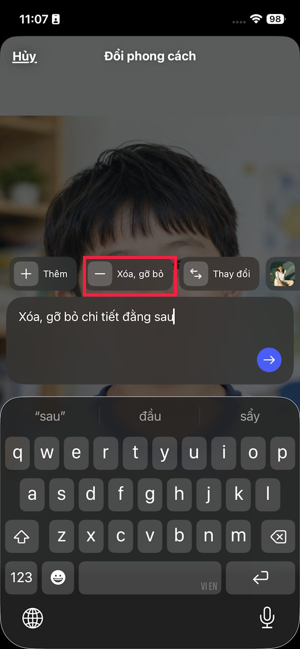 Tùy chọn xóa, gỡ chi tiết