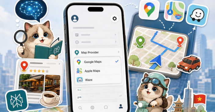  Cách chọn dữ liệu bản đồ Google hoặc Apple Maps trên Perplexity 
