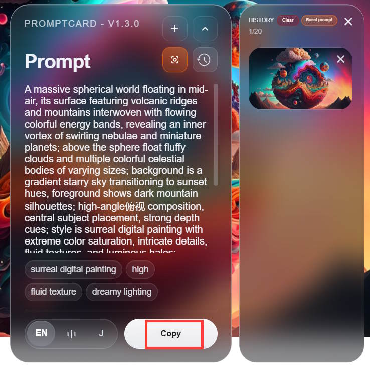 Phân tích ảnh bằng tiện ích PromptCard