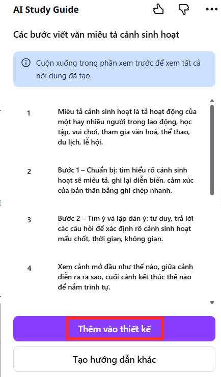 Hướng dẫn tạo trên AI Study Guides trên Canva