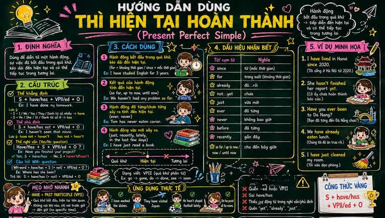 Hướng dẫn sử dụng thì hiện tại hoàn thành