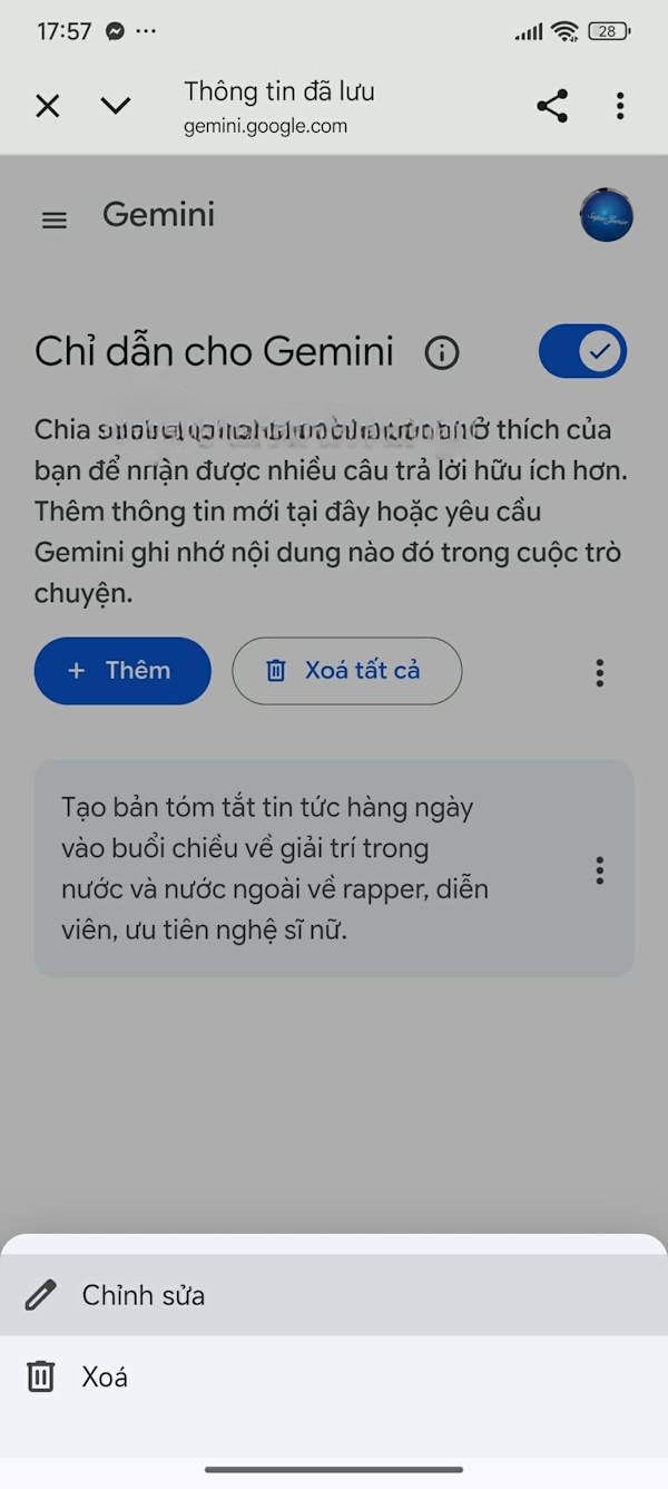 Chỉnh thông tin đã nhập
