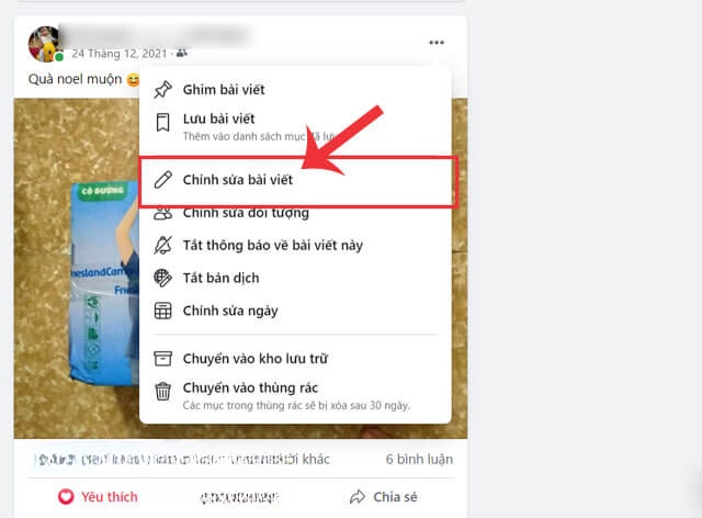 Click chuột vào mục Chỉnh sửa bài viết