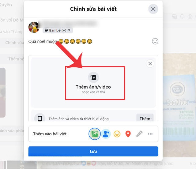 Click chuột vào mục Thêm ảnh/video