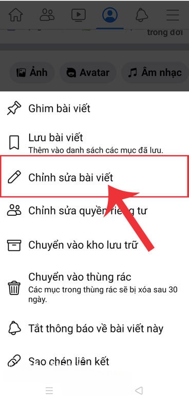 Nhấn vào mục Chỉnh sửa bài viết